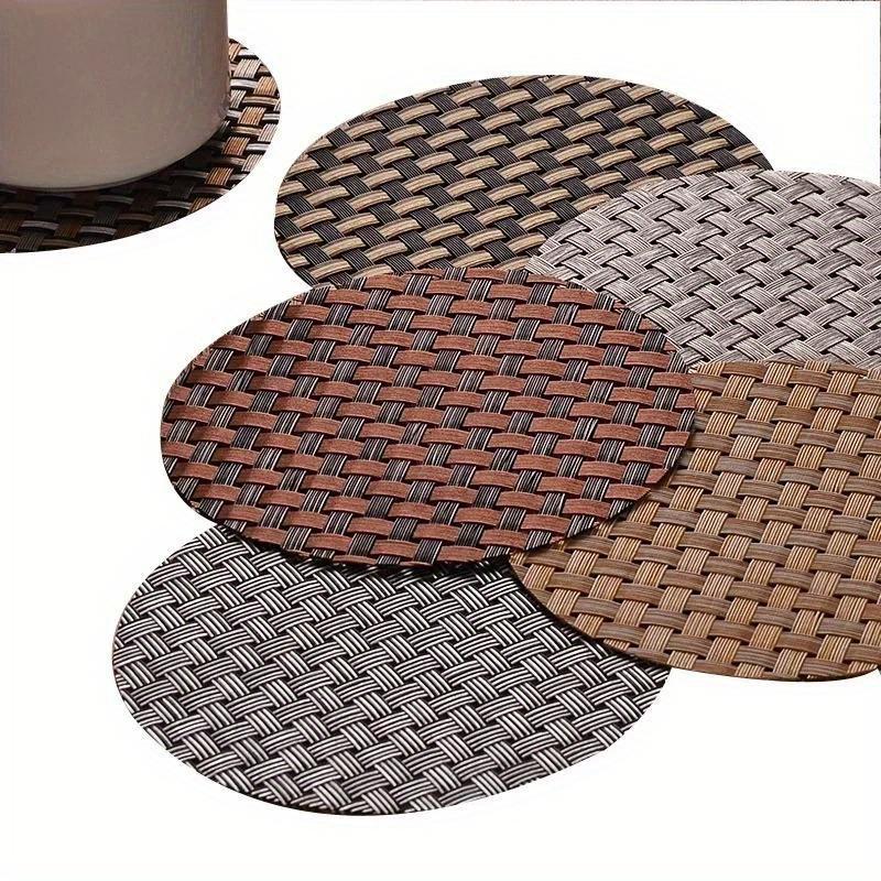 

New Useful 5 PCS PVC Woven Coaster Restaurant Cup Insulated Pad Water Insulated Anti-Slip Table Mat Home Furnishings Random 11.5cm