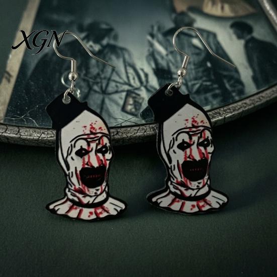 Halloween Jewelry for Women 1 Pair Theme Dangle Drop Earrings Women, Scary Blood Punk Style Statement Accessories Clown Acrylic Earrings, Creative