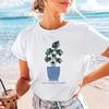 Women's Short Sleeved Plant Pot Printed T-Shirt Basic Clothing Watercolor Painting Sweet Women's Fashion Street New T-Shirt
