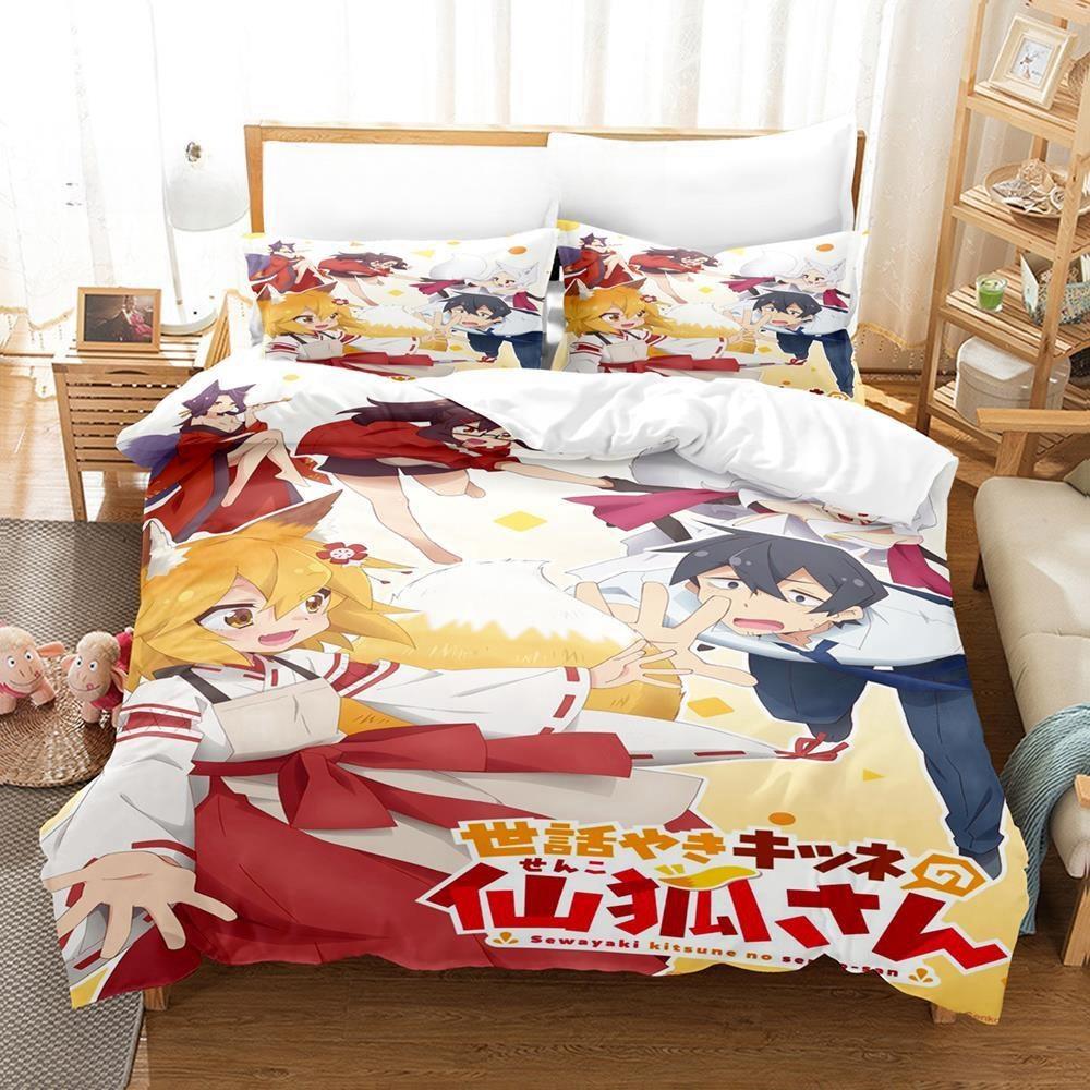 3D Print Anime The Helpful Fox Senko San Bedding Set Single Twin Full Queen King Size Bed Set Adult Kid Bedroom Duvet Cover Sets