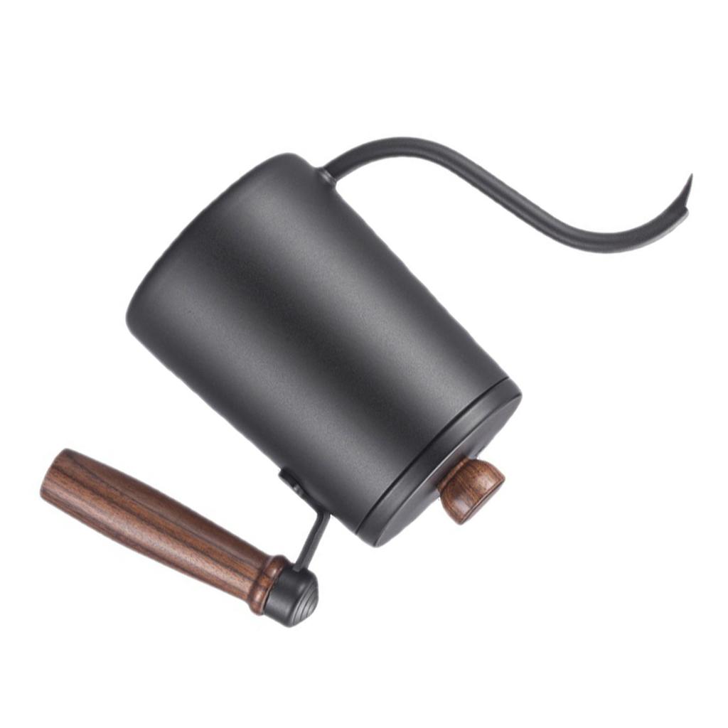 Ceainic pentru Cafea Turnat Manual Mâner de Lemn Gât de Gâscă Oțel Inoxidabil 304 Ceainic pentru Turnat Negru
