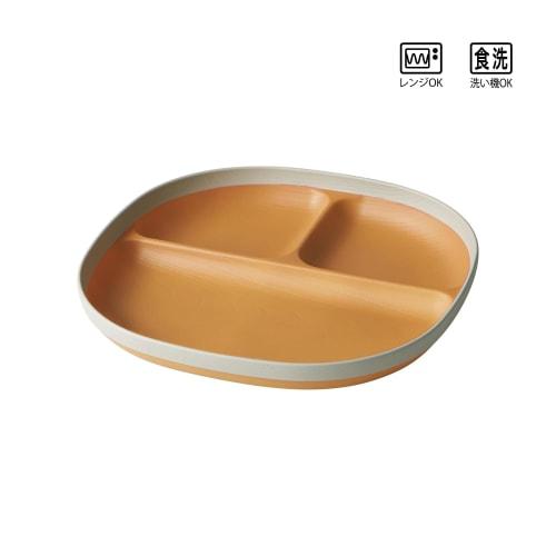 Break-resistant Lunch Plate, Approximately 24cm, Divided, Dishwasher and Microwave Safe, MUSUBI, Natural White, Made In Japan