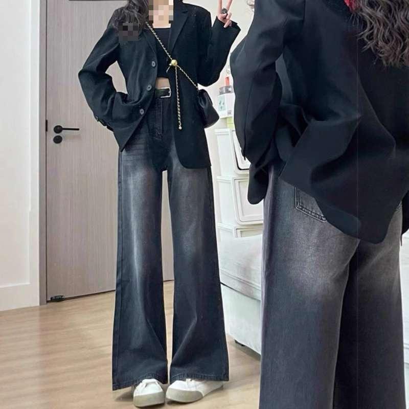 

Women s High Waist Retro Straight Leg Jeans - Small, Autumn/Winter Large чорний колір сірий
