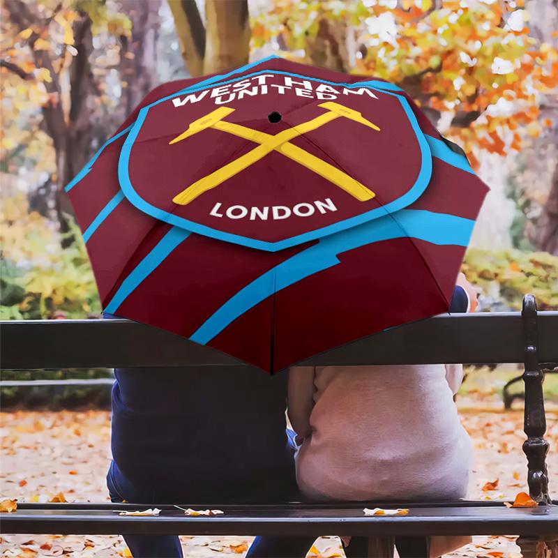 1 PC Automatic Folding Umbrella - West Ham Pattern Portable Foldable Design With 8 Ribs Christmas Birthday Gifts