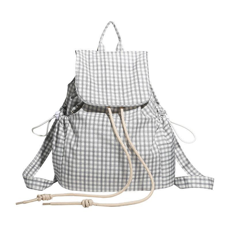 Zaino alla moda, leggero e retrò con grande capacità, borsa da scuola a scacchi casual e versatile per il pendolare