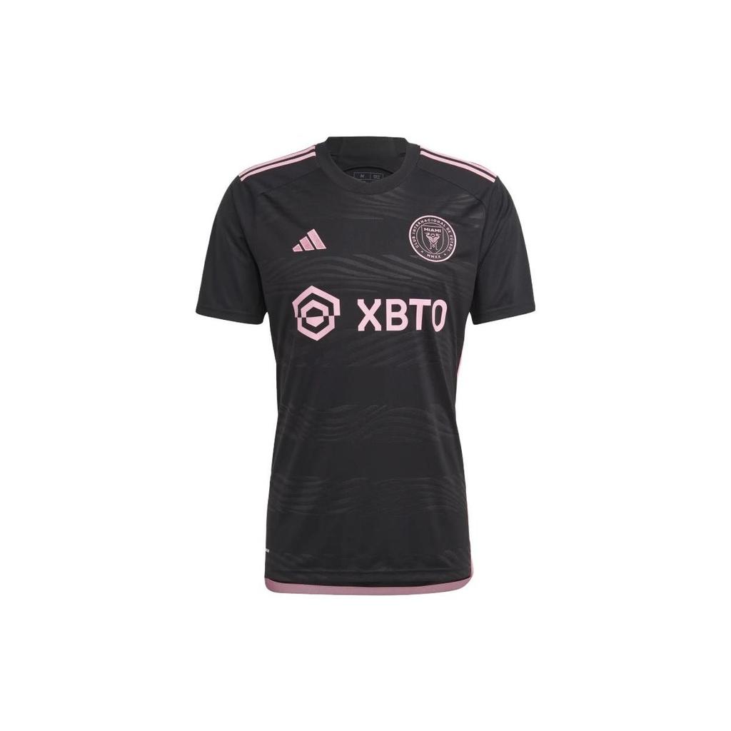 Adidas Alphabet Logo Pattern Print Three Stripes Crew Neck Short Sleeve Soccer Jersey, 23-24 Season, MLS Inter Miami CF Away Fan Version HI1888