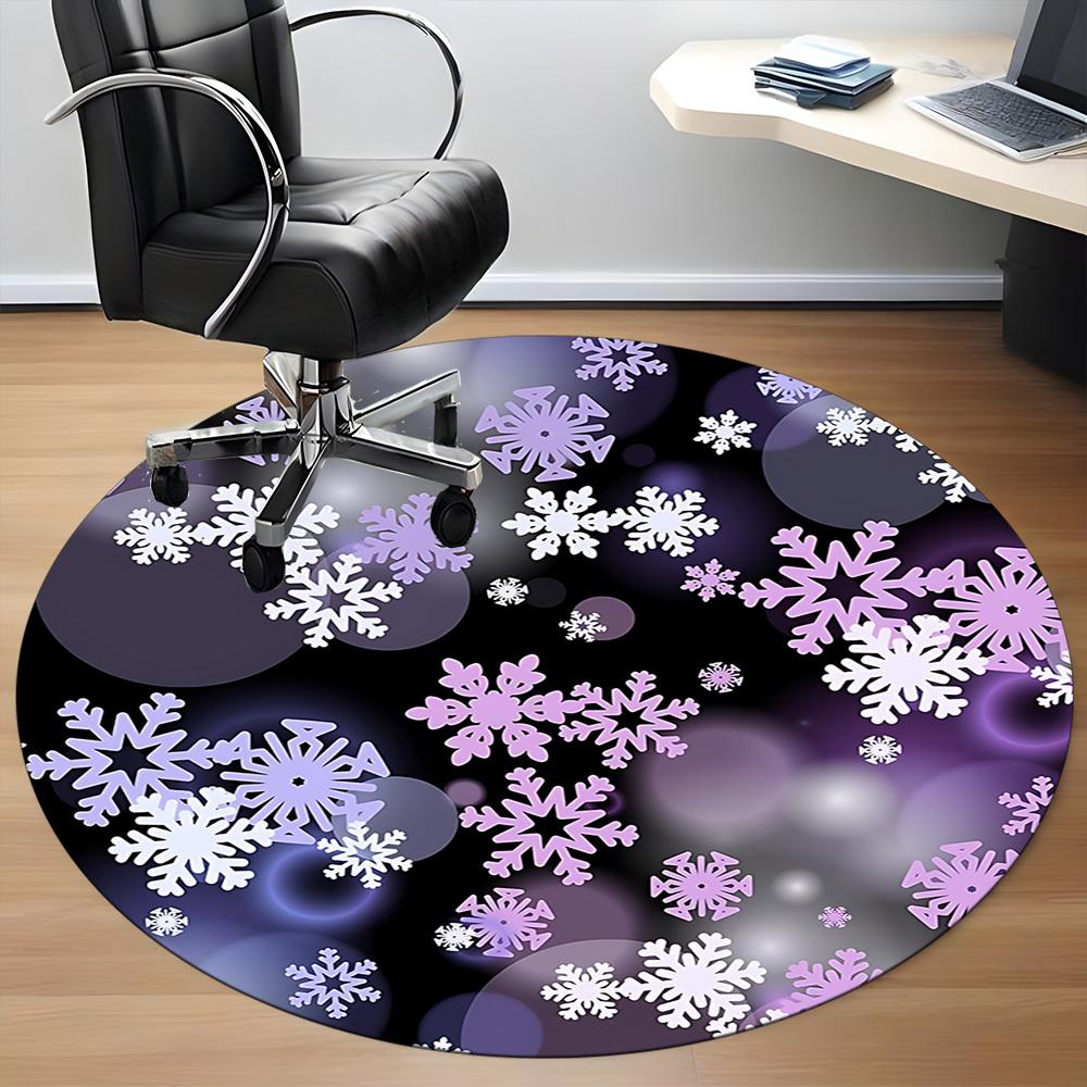 1pc Winter Snowflakes Office Round Rug, Non-slip, Soft and Durable Office Rug for Interior Decoration, Perfect for Office, Beautiful Decoration yy2603