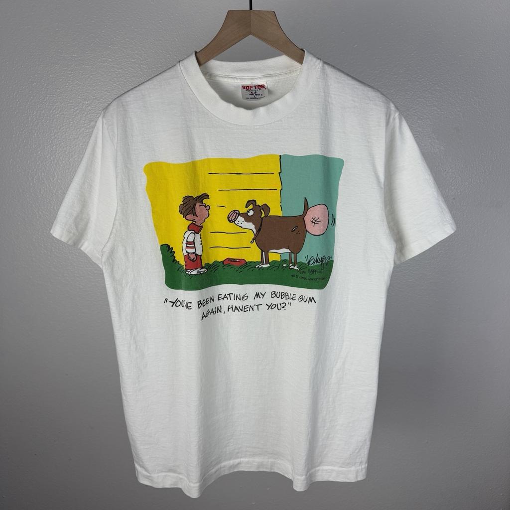 Vintage 90’s Laffline Comic Strip Bubble Gum Funny Humor Dog T Shirt Size Large Unisex T-Shirt
