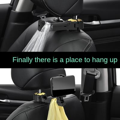 Multi-functional 2 In 1 Car Hook Hidden Multifunctional Rear Headrest Hook Car Rear Phone Holder Lock Type Mobile Phone Holder