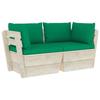 2-seater Garden Pallet Sofa with Cushions - VIDAXL - Spruce Wood - Green - Natural - Outdoor