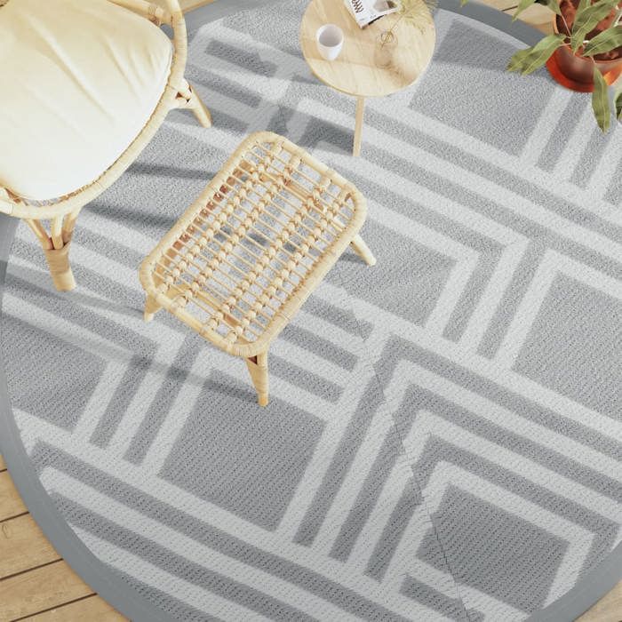 VidaXL Tapis d'extérieur gris Ø200 cm PP, tapis de jardin, tapis de sol, moquette de sol, carpette, tapis de patio, tapis 368570