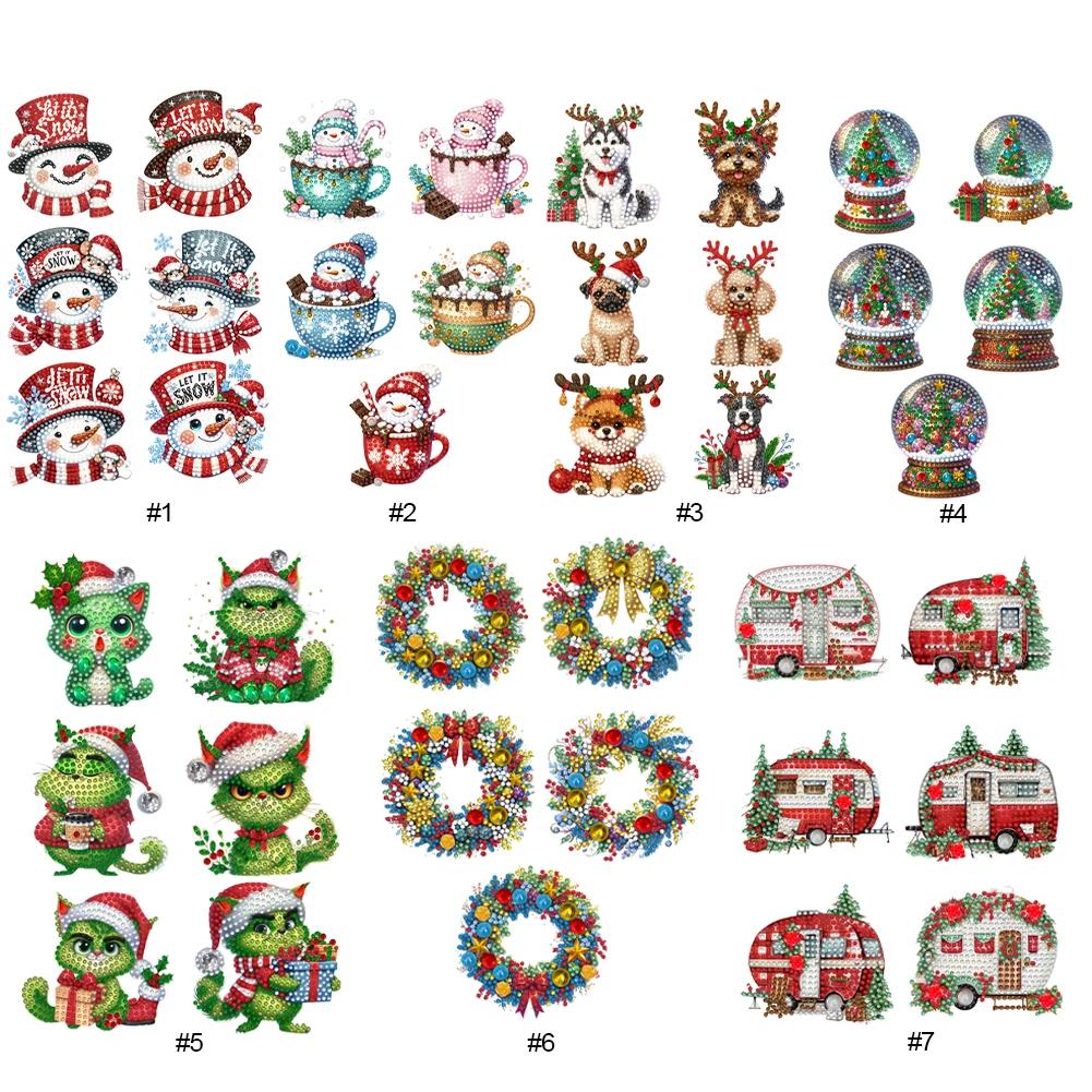 5/6Pcs Acrylic Special Shaped Christmas Theme Hanging Diamond Art Kits Rhinestone Diamond Art Window Pendants Bedroom Decoration
