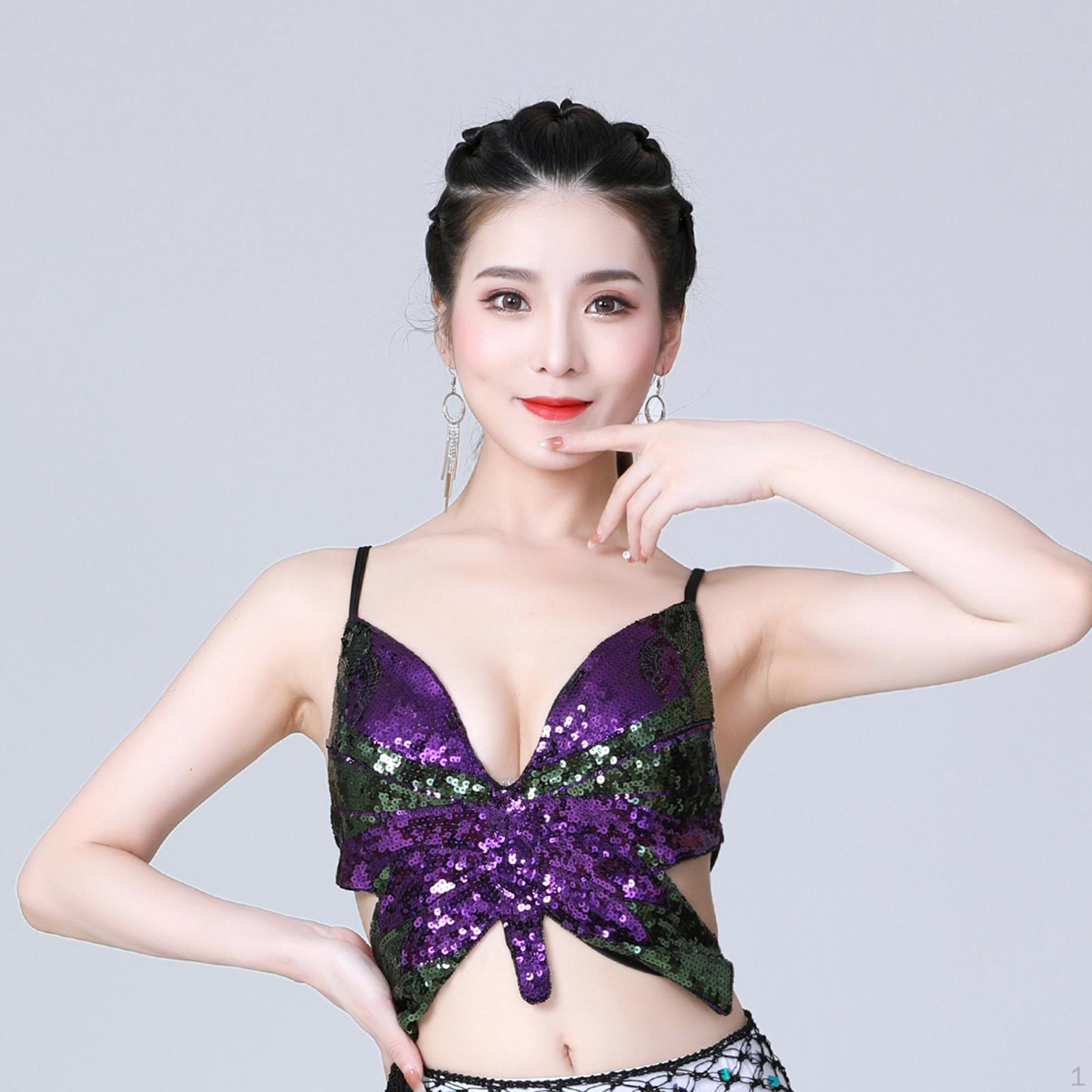 

Блестящий топ-бабочка с пайетками, блестящий бюстгальтер-топ для Хэллоуина Violet Green