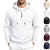 Men's Casual Solid Zip Pullover Long Sleeve Hoodie Solid Color Loose Fit Casual Top