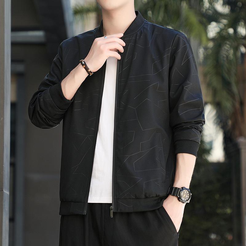 

Мужская Куртка Воротник бейсбол Весна и Осень Молодежная Тренд Куртка Мужская Одежда S чёрный