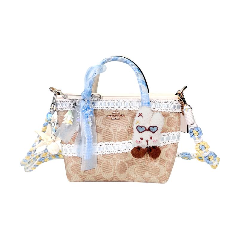 

COACH handbag [Customized bag] City15 Milk Lace Summer Ocean Style Handmade Starfish Shell Pendant Love Sunglasses Rabbit Pendant + Ribbon Milk lace кавовий
