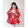 Japanese Yukata Robes Kawaii Girls Floral Printed Haori Suit Lovely Lolita Dress Women Maid Cosplay Costume Halloween