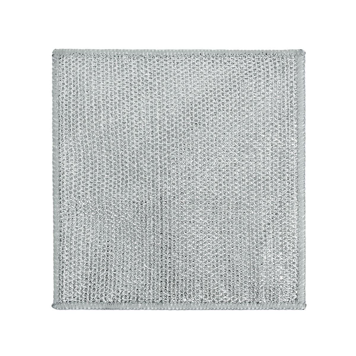 Double-Sided Silver Wire Scouring Pad - Multi-Functional Dishwashing Cloth & Kitchen Cleaning Towel Single Layer Silver Wire (20x20 cm)