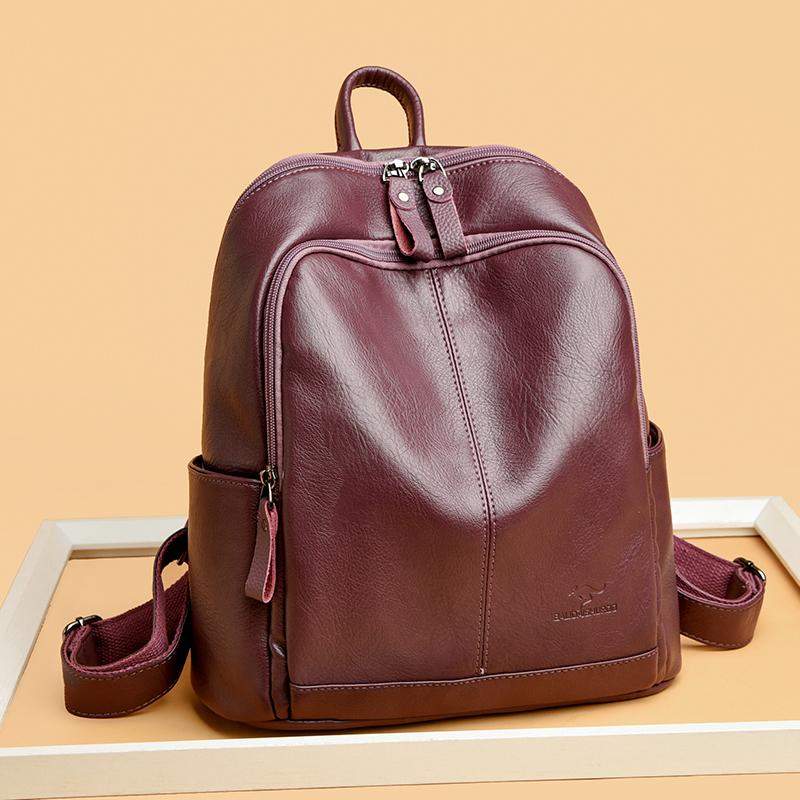 Fashionable PU Leather Backpack with Adjustable Shoulder Straps Simple Design Suitable for Daily Use Travel Shopping and Other Scenarios
