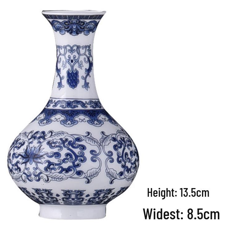 Blue and White Porcelain Chinese Zen Wall Vase - Ceramic Hanging Ornament for Office or Home Decor