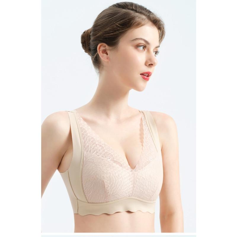 Women Thin Breathable Lace Wireless Comfort Bra For Middle Aged Ladies