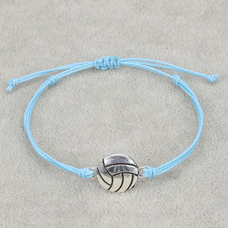Sports Ball Bracelet Adjustable Basketball Charm Bracelet Basketball Braided Cord Bracelet with Charm for Girl Women Men