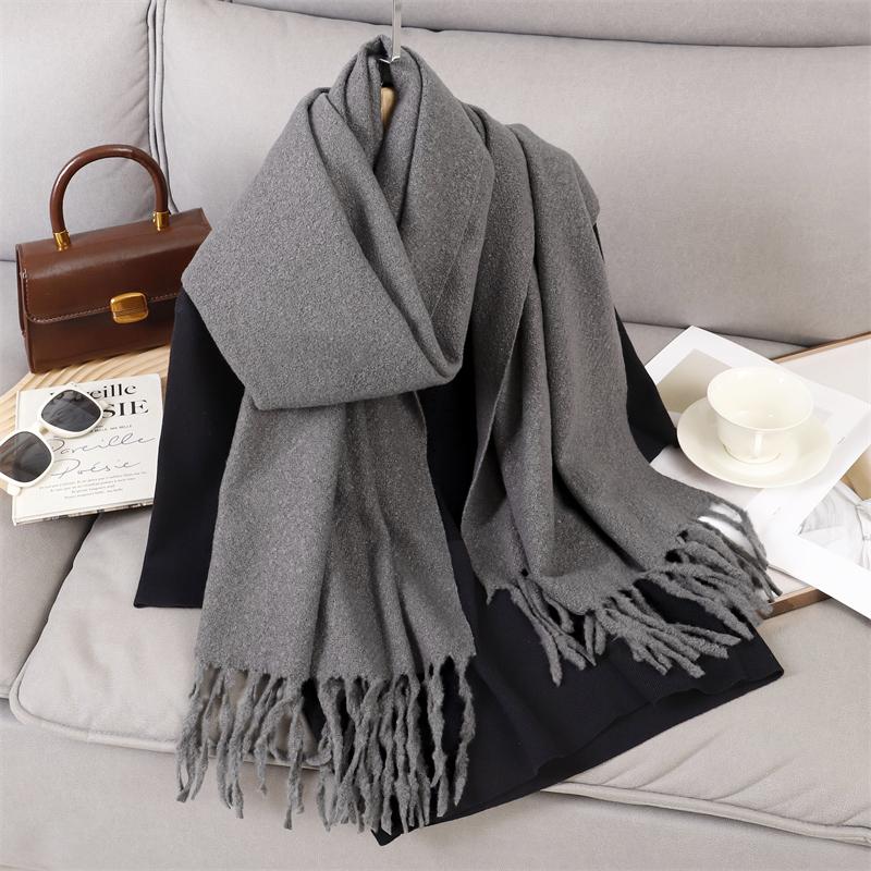 New Winter Scarf For Women Long Warm Cashmere Scarves Hijab Solid Lady Shawl Wrap Female Pashmina Bandana Head Scarfs