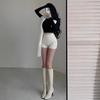 Damen Frühling Sommer Hohe Taille Schlankmachend Sexy Y2K Schwarz Oberbekleidung Gerade Beine PU-Leder Bodycon Shorts Mini-Shorts