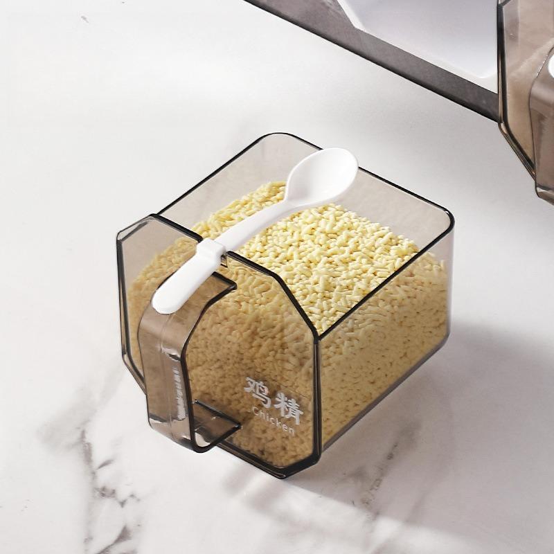 No Punching Seasoning Box Household Kitchen Wall Hanging Salt Seasoning Jar Spice Storage Box Combination Set Bottle