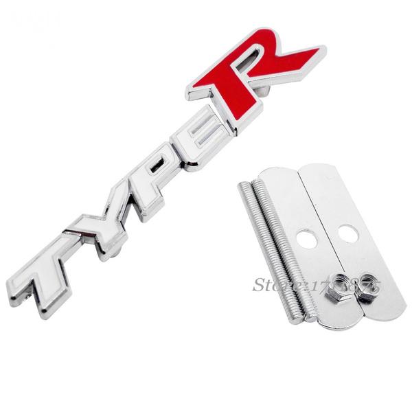 

Металлическая эмблема автомобиля Type R TYPER Logo Передняя решетка капота Наклейки серебряный