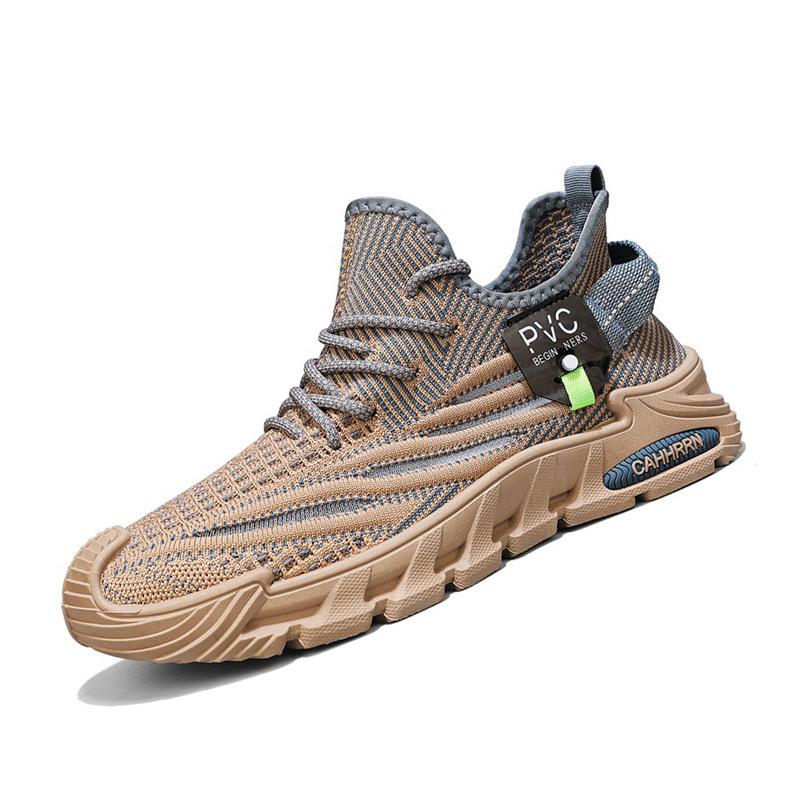 2024 Spring and Summer New Fly-woven Thin Breathable Low-top Lace-up Running Sneakers Platform Dad Shoes Men's Shoes