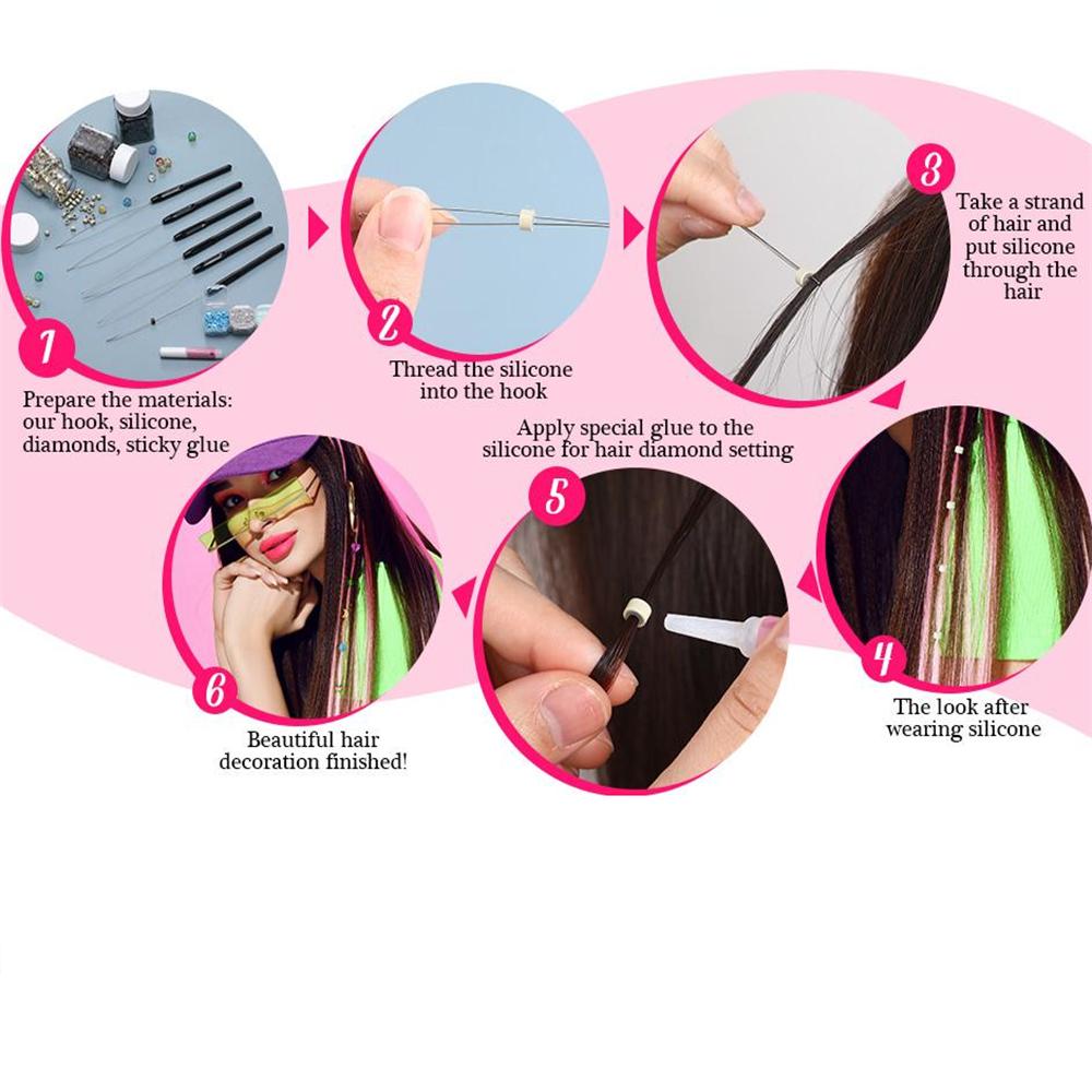 10pcs/pack New Style Hair Extension Loop Needle Threader Pulling Hook Tool and Bead Device Tool Black Loop Threader for Hair
