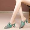 Women's Sandals Elegant Thick Middle Heels Slippers Fashion Summer Comfort Woman High Heel Shoes Chaussure Femme 2025