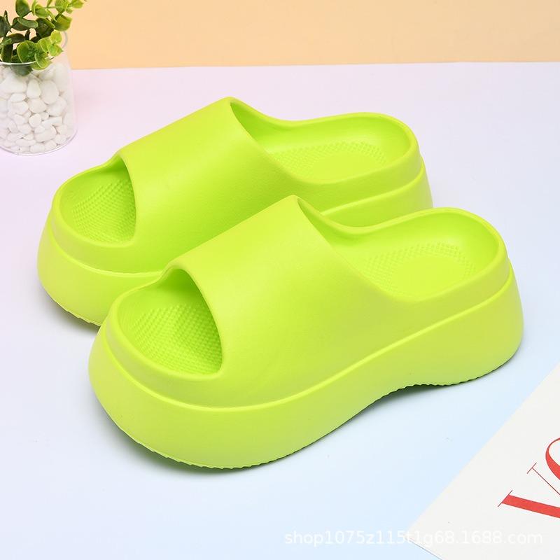 

Summer new women s thick-soled heightening slippers non-slip one-word outdoor beach cool slippers are available 36-37 фарби люмінесцентні зелений колір