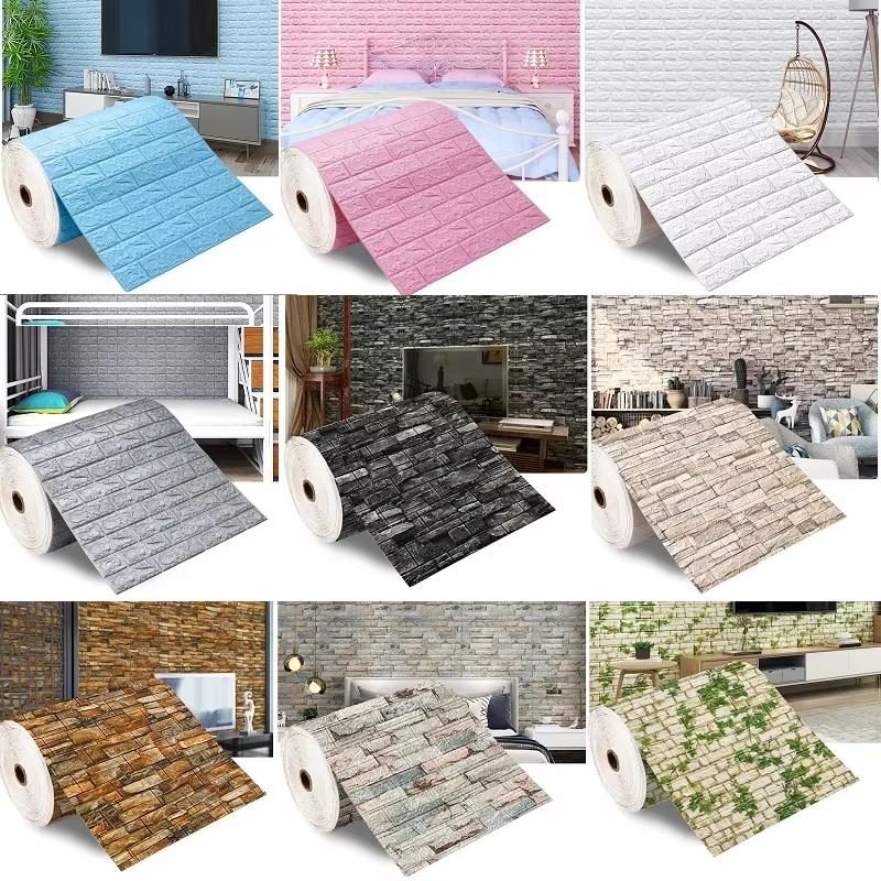 1/5/10m 3D Continuous Wallpaper Waterproof Self-adhesive Wall Stickers TV Background Wallcovering Wall Paper Home Decor