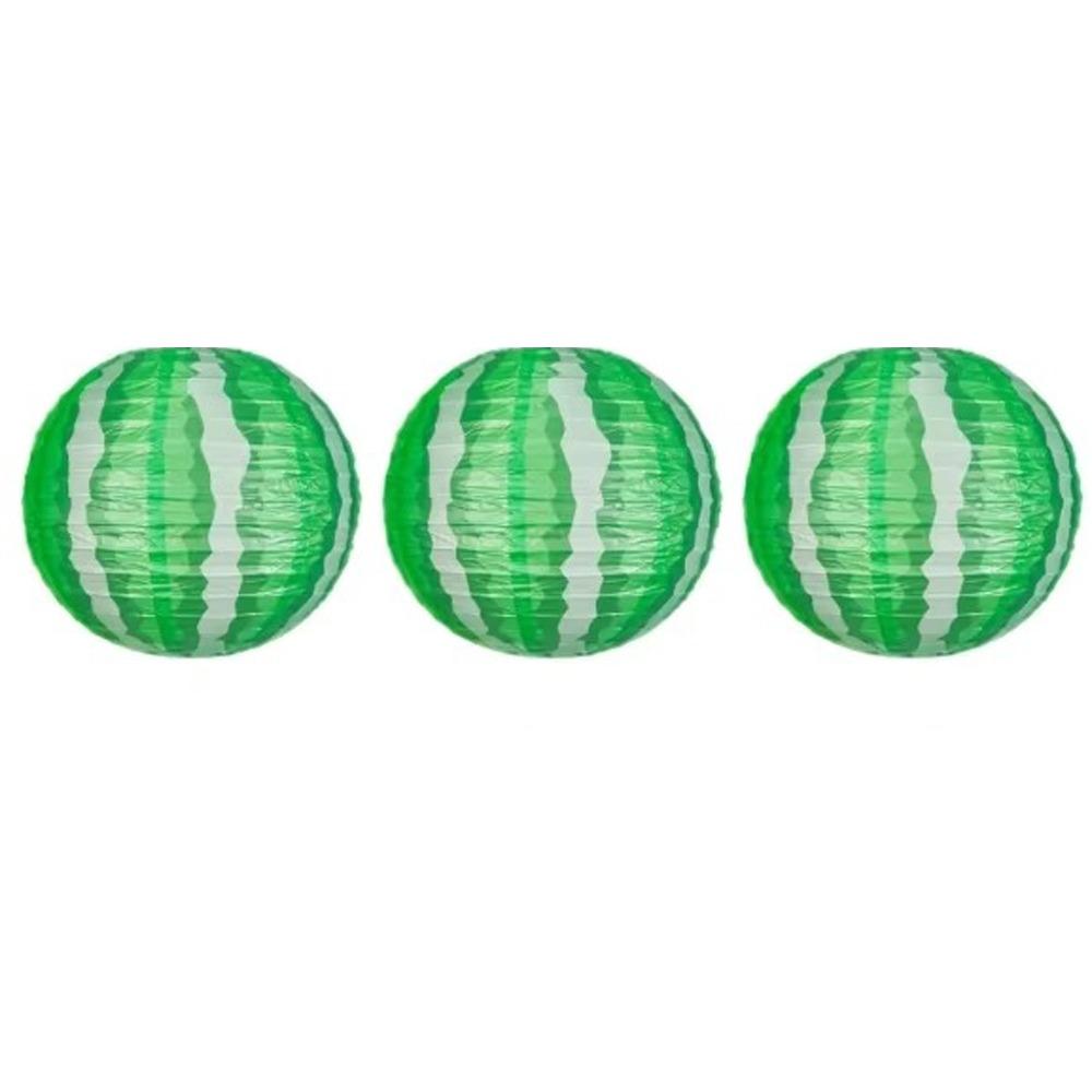3pcs 10inch Watermelon Paper Lantern Portable Summer Hanging Lantern  Hawaii Party