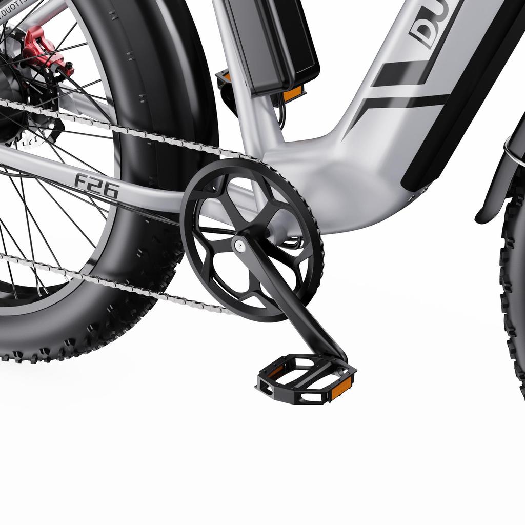 DUOTTS Elektrické kolo F26: Motor 750 W, dojezd 120 km, 26" tlusté pneumatiky, vodotěsnost IPX5, stoupavost 55° (Shimano 7-Speed)