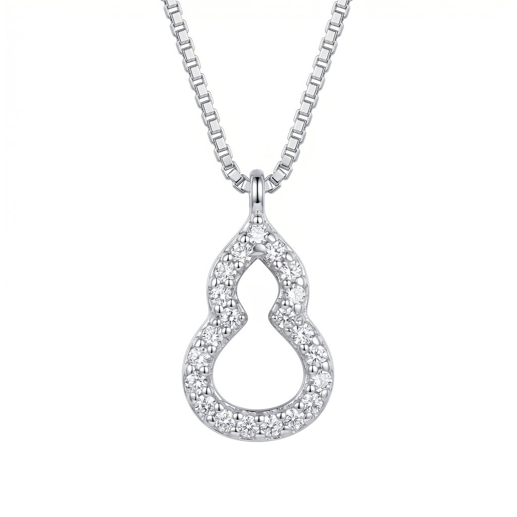 New hollow gourd necklace women's light luxury high-end sense inlaid synthetic zircon pendant fashionable and simple student jewelry wholesale