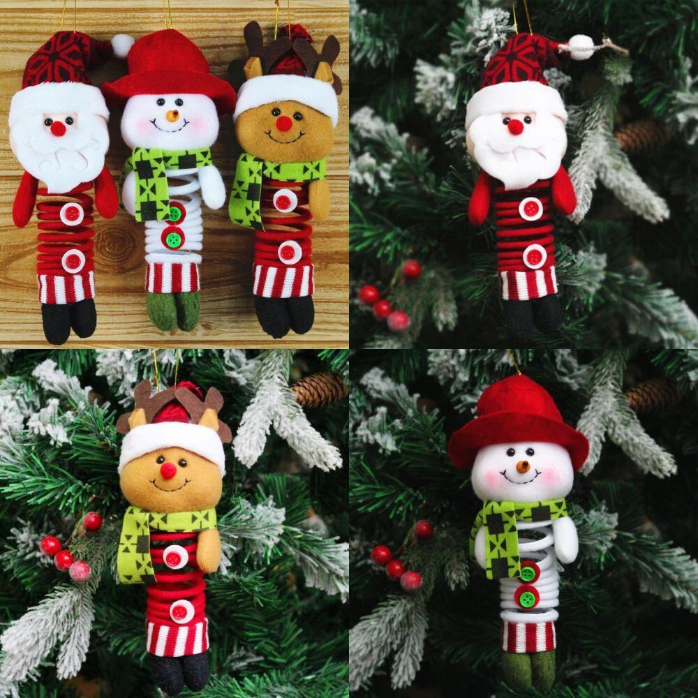 Christmas Decor Santa Snowman Reindeer Fabric Swinging Ornament For Holiday Tree