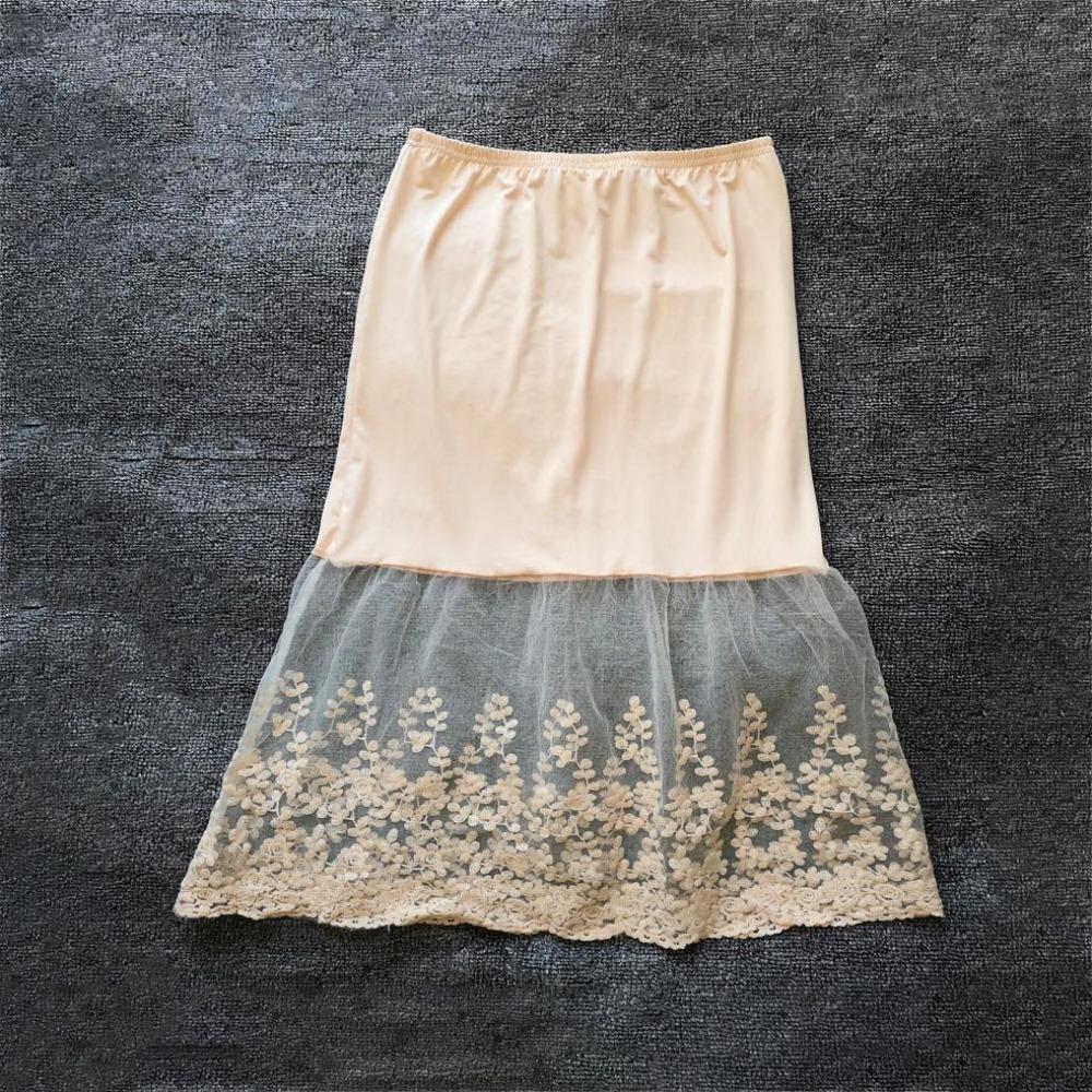 70cm Safety Skirt Petticoat Flower Lining Petticoat Women Soft Lace Underskirt Slips Spring