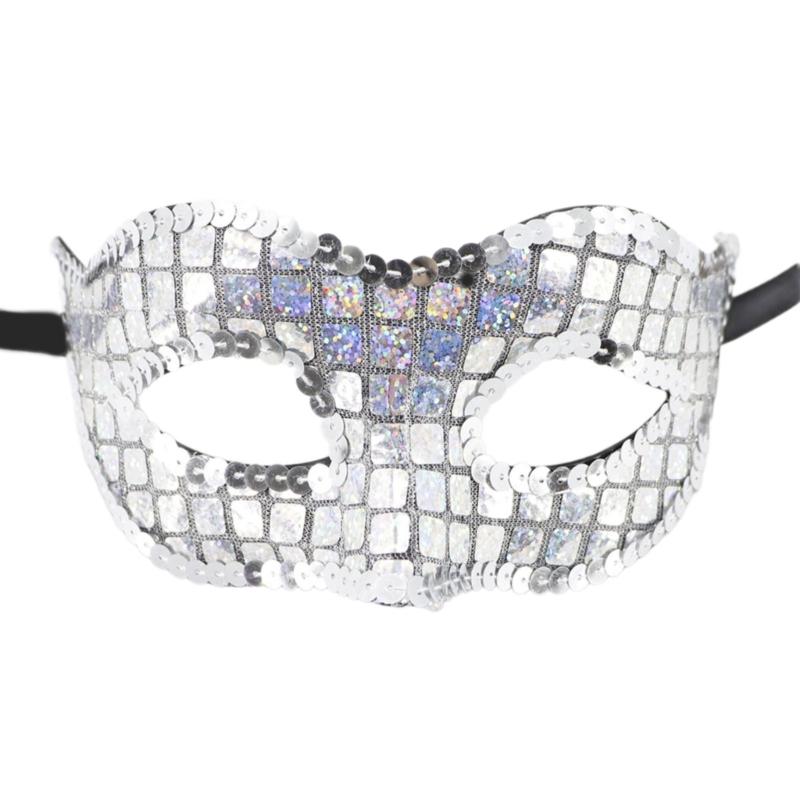 

Masquerades Mask Mardi Gras Mask Venetians Party Mask Sequins Half Face Mask Halloween Ball Cosplay Performances Props білий