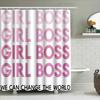 Ensemble Rideau de Douche Chic Fille Boss Pour Décor de Bain Design Typographie Rose Dégradé Matériau en Tissu Durable Avec Crochets Inclus