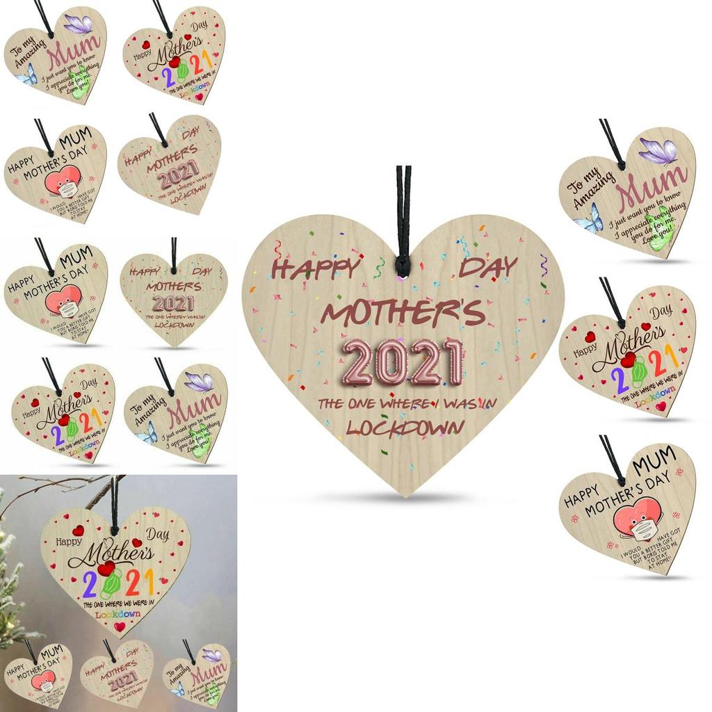Colorful Heart Shaped Wooden Plaque Keepsake For Moms Special Lockdown 2021