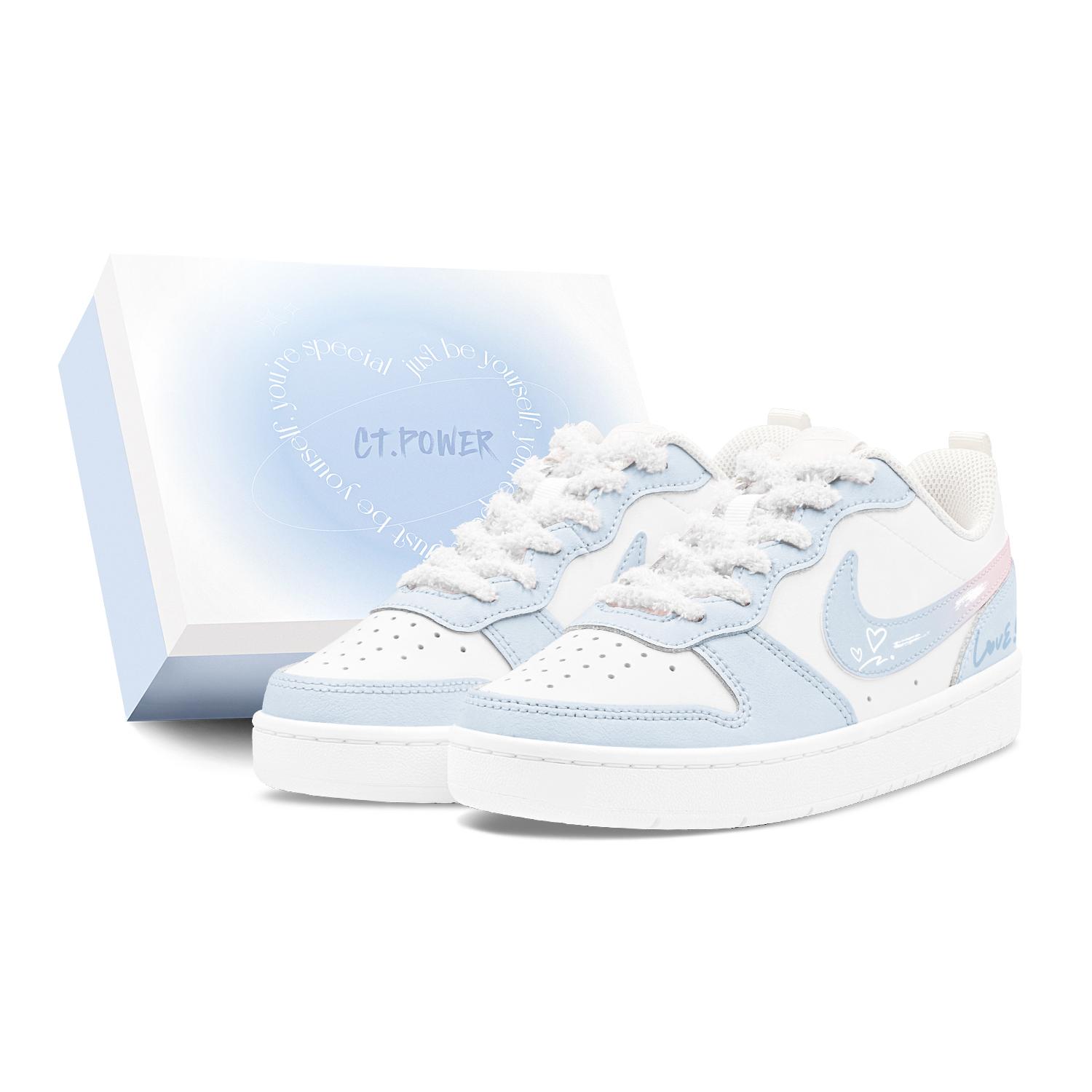 

Nike Court Borough Romantic Favor, Dream Blue Heart, Couple s, Fresh Aesthetic, Comfortable Versatile BQ5448-100(Team1655-S-BOX) 38
