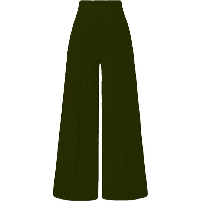 Solid Color Vintage Casual Loose High Waist Wide Leg Long Trousers For Women