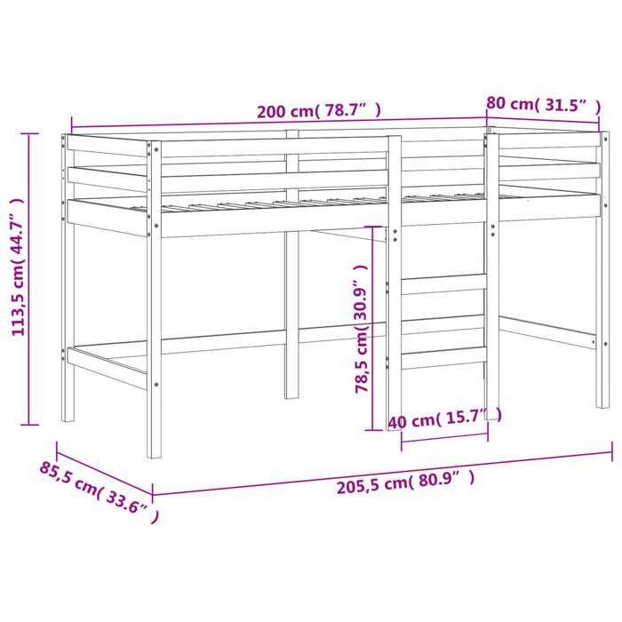 VidaXL Children's Mezzanine Bed with Tunnel, Mid Sleeper Bed with Storage, Bedroom Furniture, Modern, White/Black 3283841