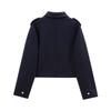Navy-Style Gold Button High-Waisted Autumn Jacket for Women