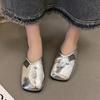 New Silver V Mouth Half Drag Women 2024 New Versatile Square Head Flat Bottom Slippers Women Soft Bottom Light Mouth Cool Slippers Women
