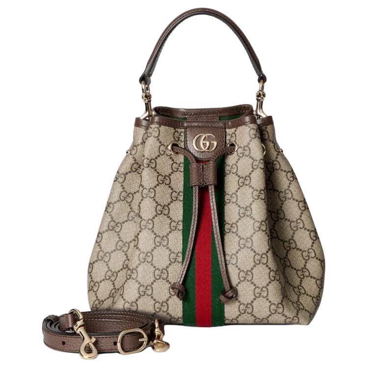 Gucci Ophidia Monogram Coated Canvas Bucket Bag Women handbags Brown 841313-FAE0K-9853