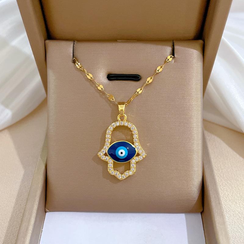 Full Diamond Luxury Light Luxury Banquet Wedding Necklace Female Internet Celebrity Versatile Collarbone Chain Titanium Steel Chain